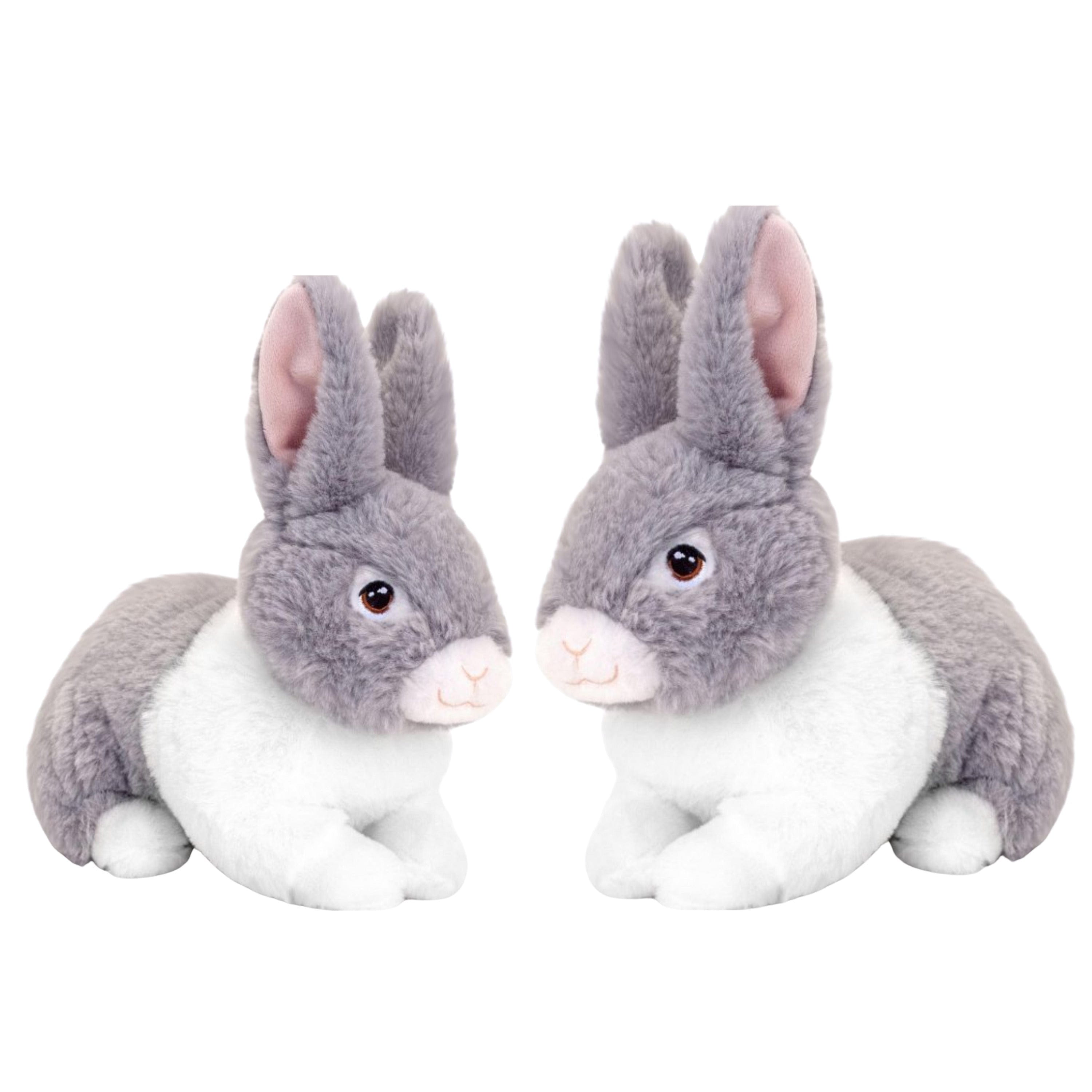 Pluche konijnen familie - grijs - moeder en kind - eco - 25/18 cm