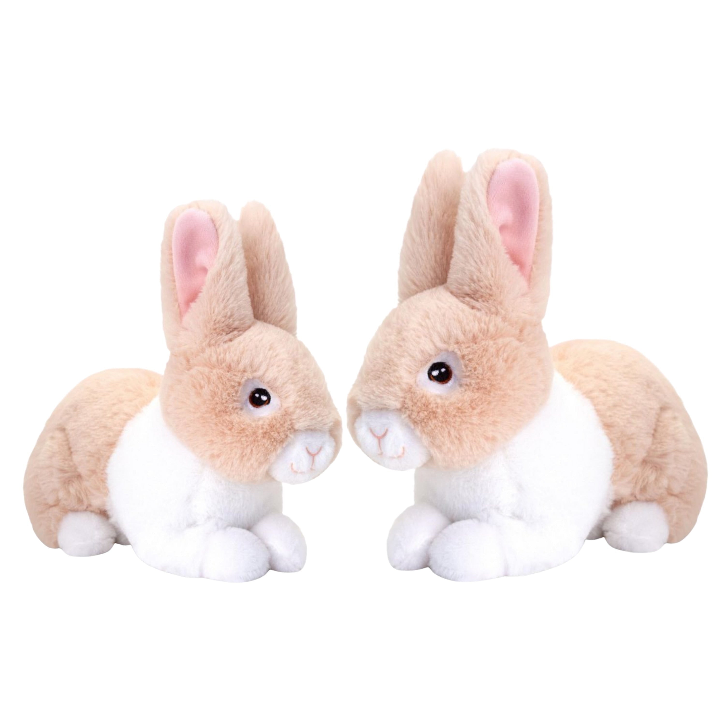 Pluche konijnenfamilie - beige - moeder en kind - 25/18 cm - eco