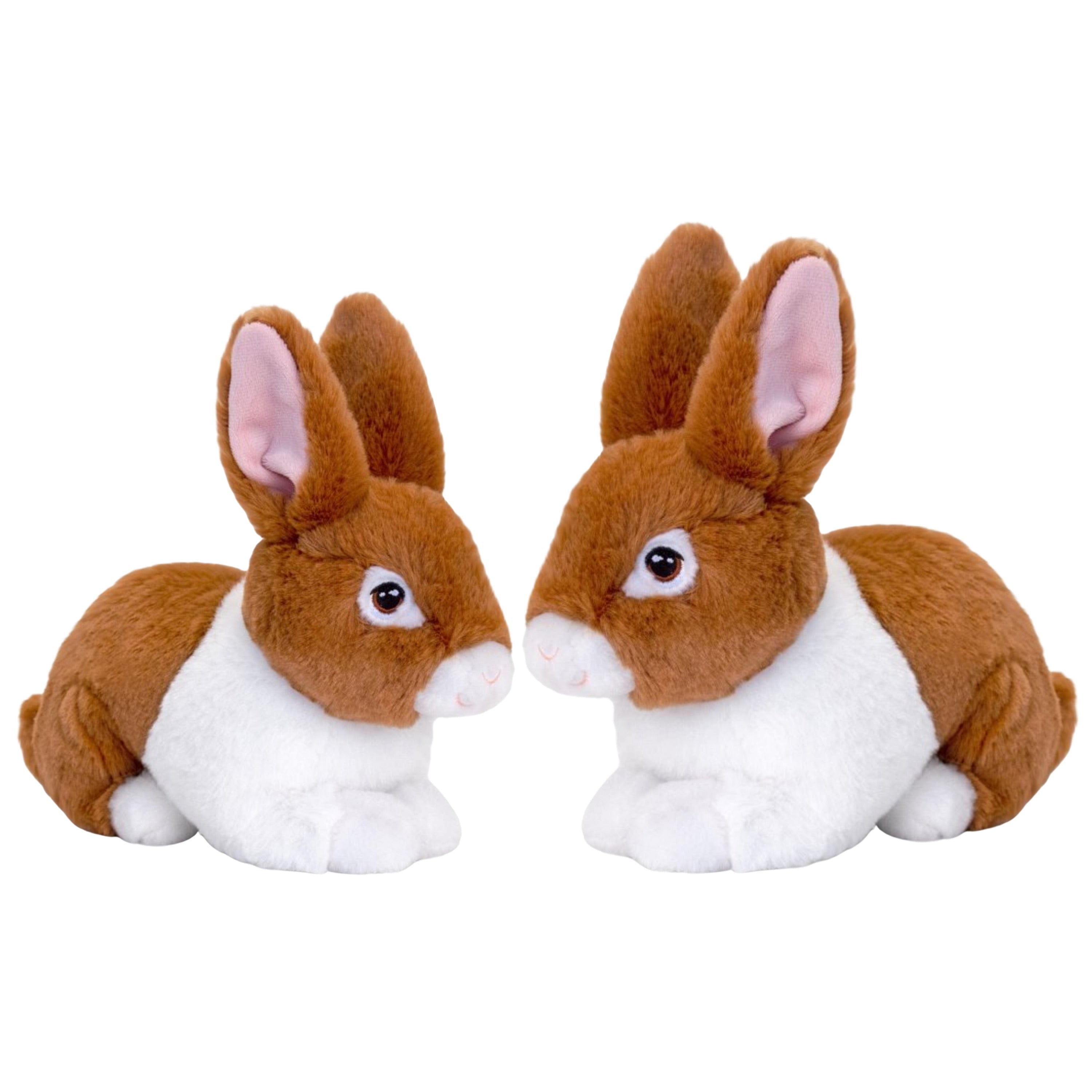 Pluche konijnenfamilie - bruin - moeder en kind - 25/18 cm - eco