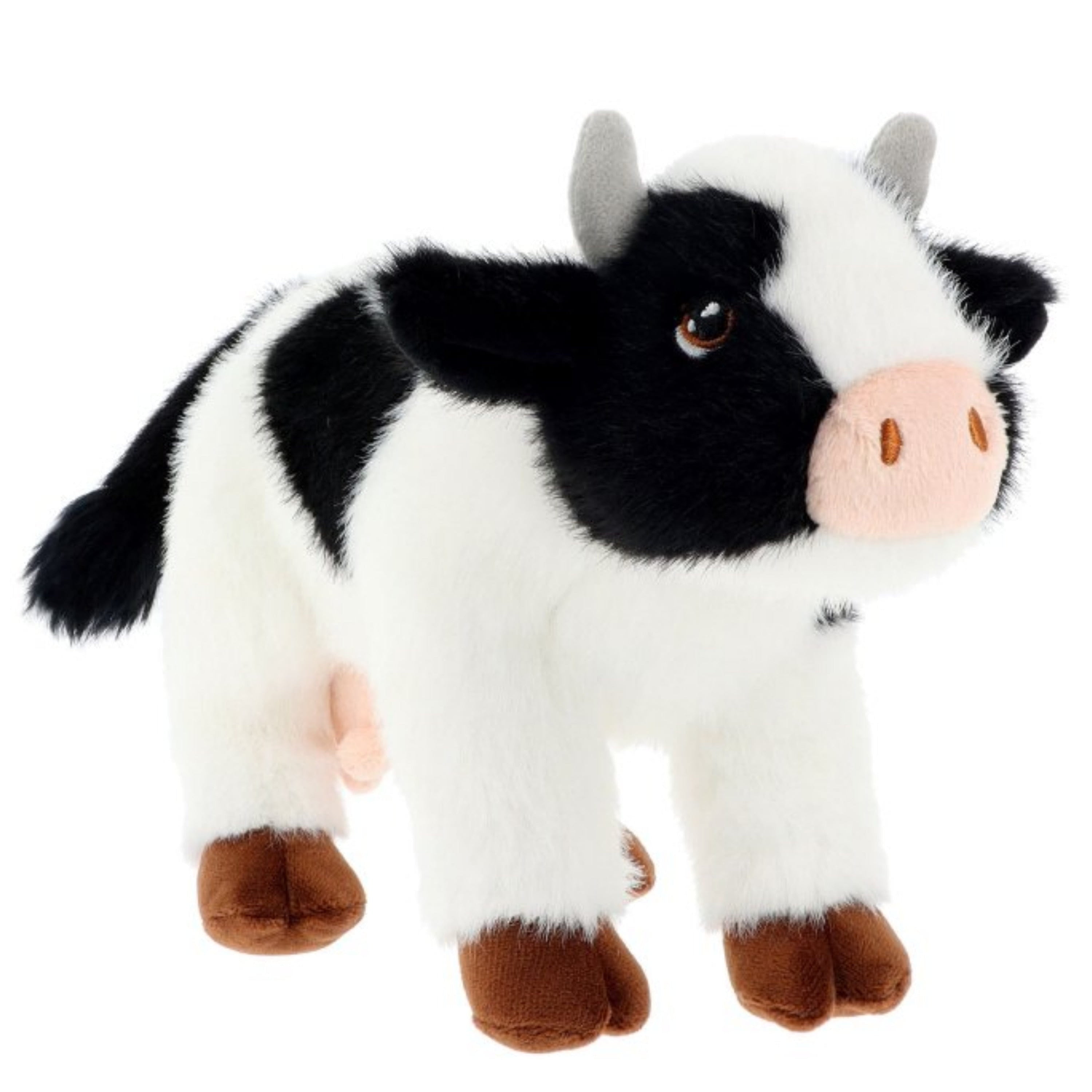 Keel Toys koe knuffel - pluche - zwart wit - staand - 20 cm