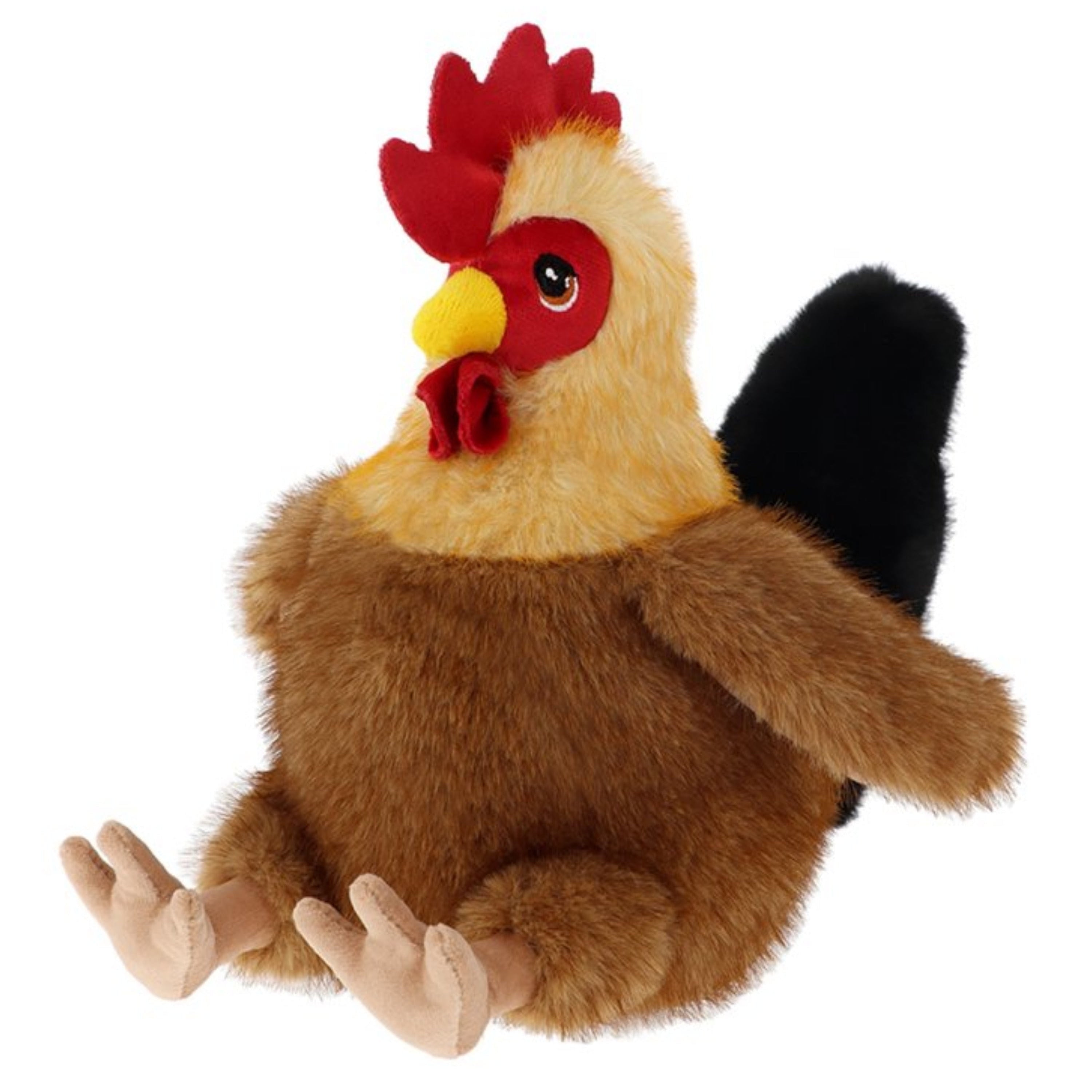 Keel Toys kip/haan knuffel - pluche - bruin - zittend - 20 cm