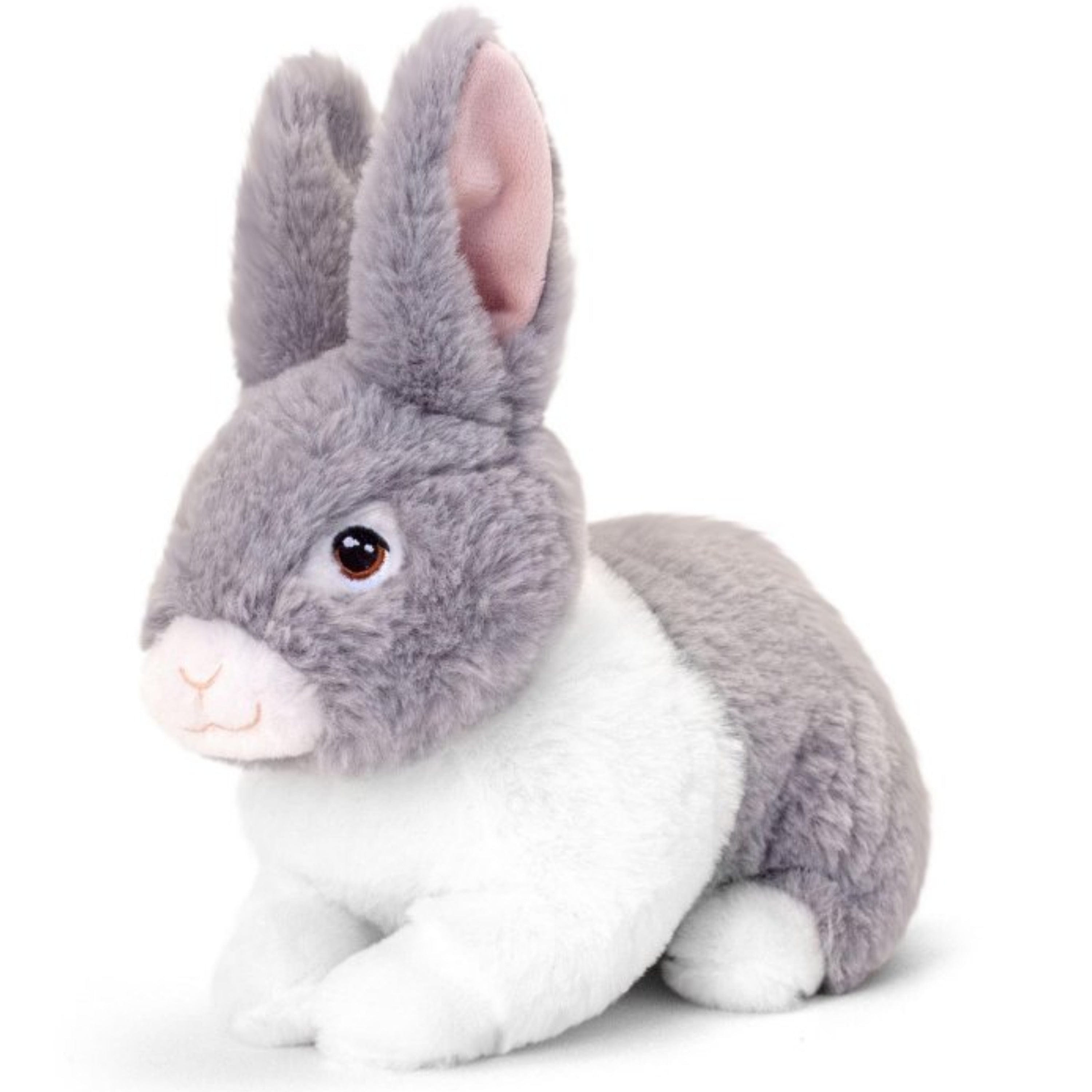 Keel Toys konijn knuffel - pluche - grijs - zittend - 18 cm