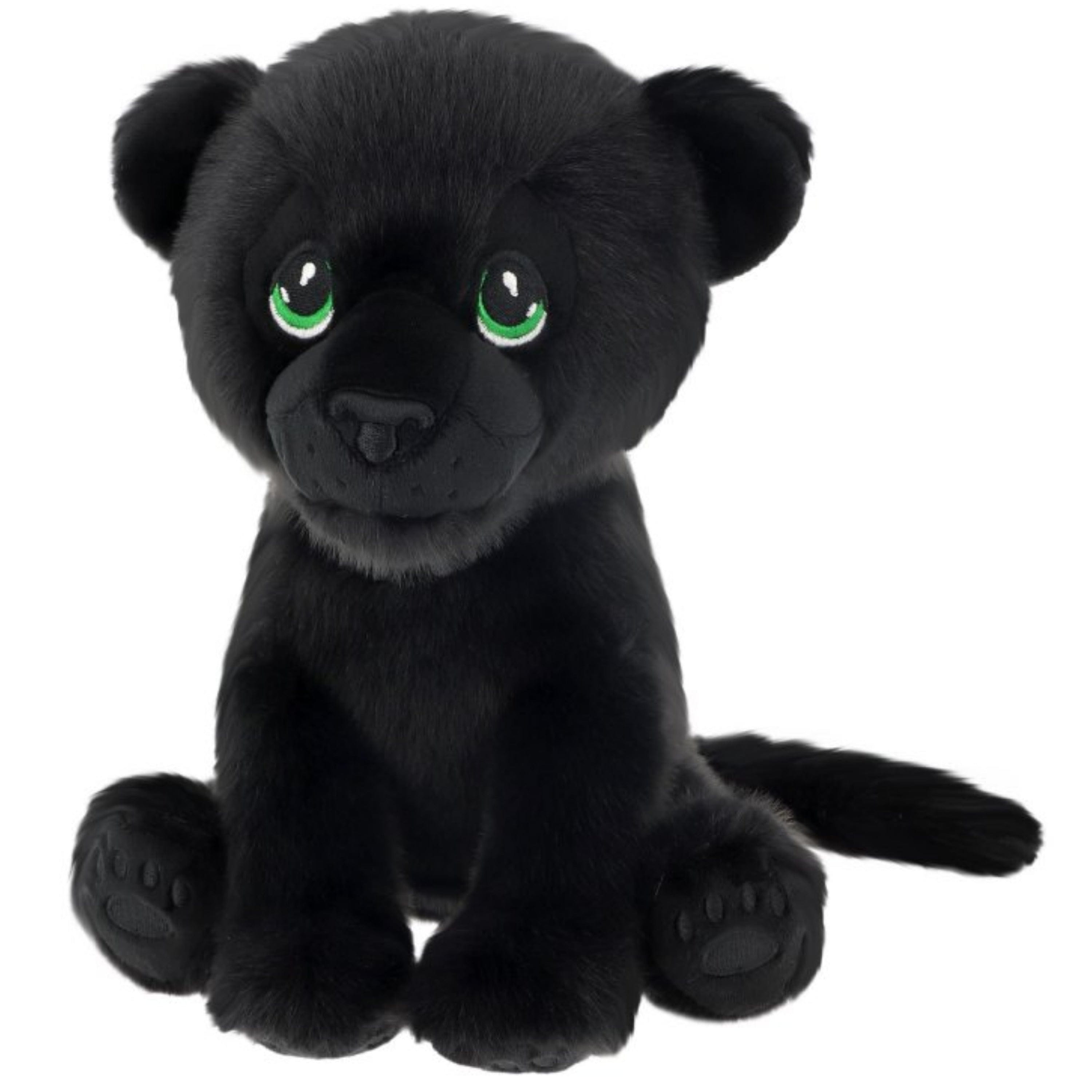 Keel Toys panter knuffel - pluche - zwart - zittend - 23 cm