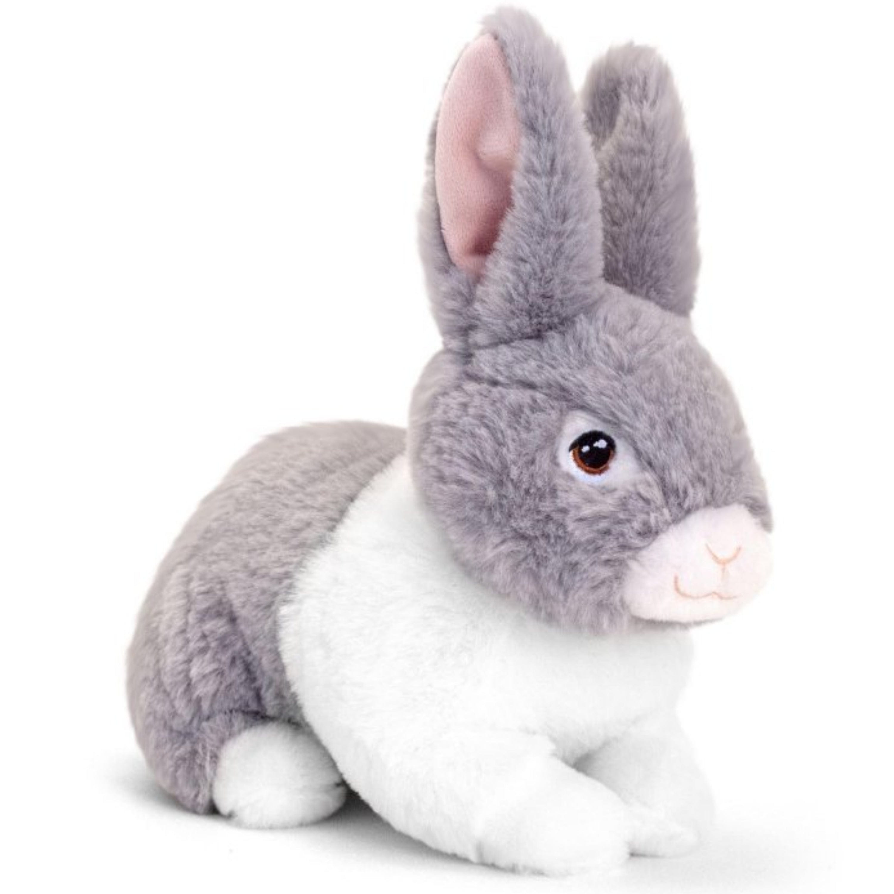 Keel Toys konijn knuffel - pluche - grijs - zittend - 25 cm