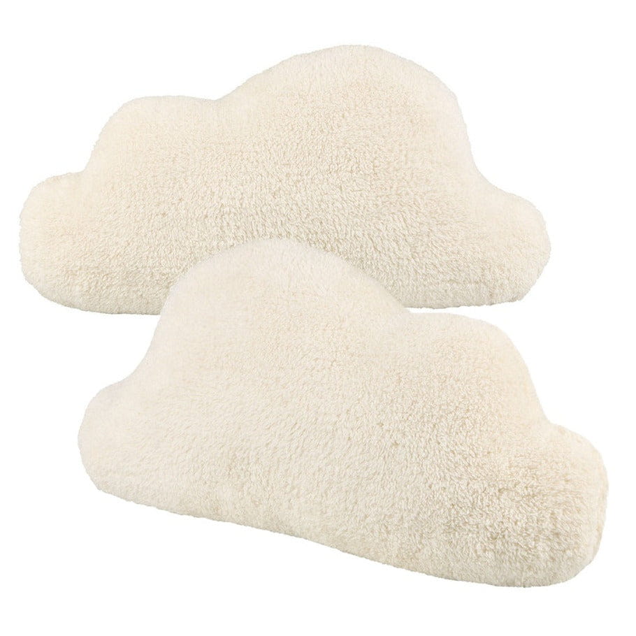 Wolk sierkussen - 2 stuks - wit - 50 x 30 cm - polyester