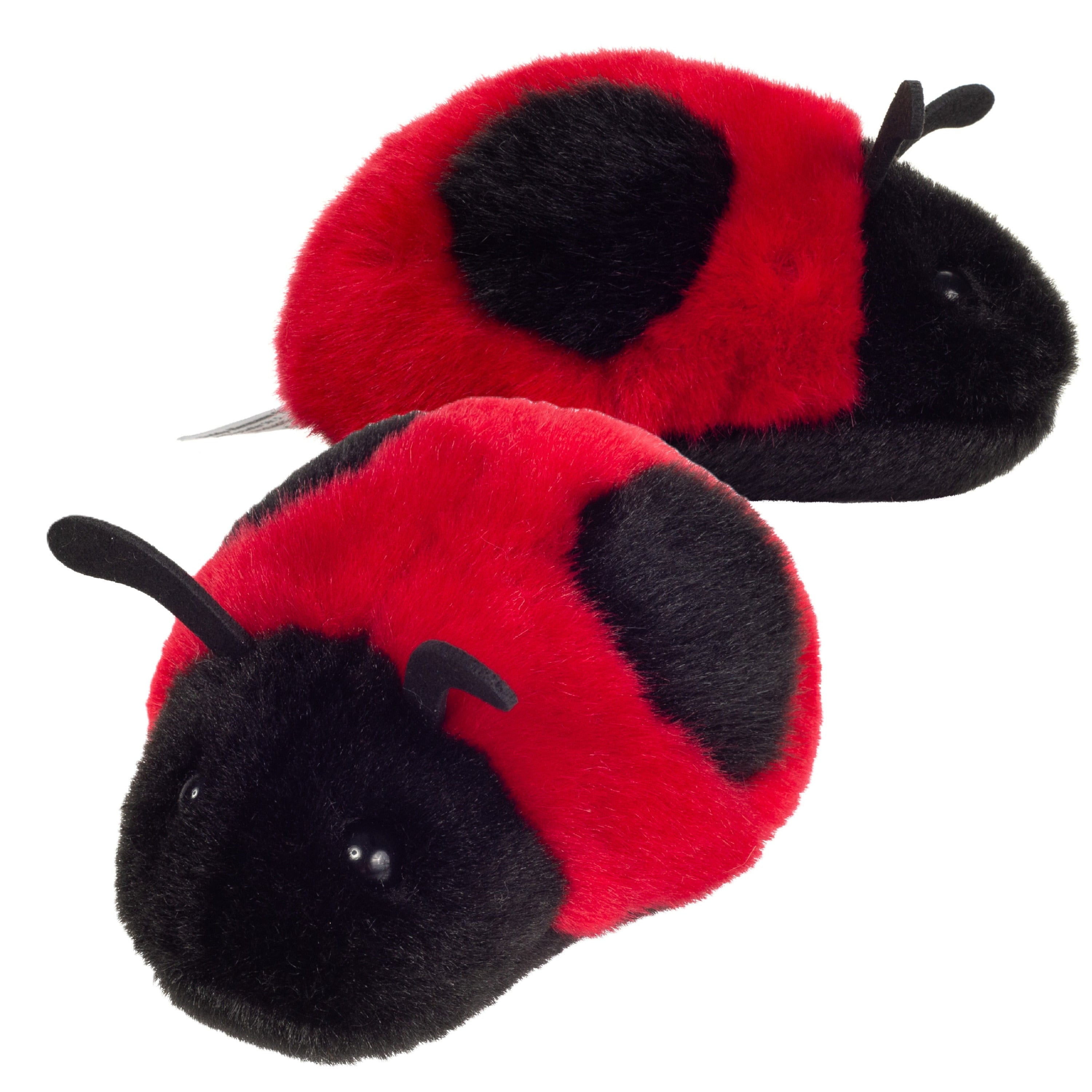 Lieveheersbeestje knuffel - pluche - rood - 11 cm - 2 stuks