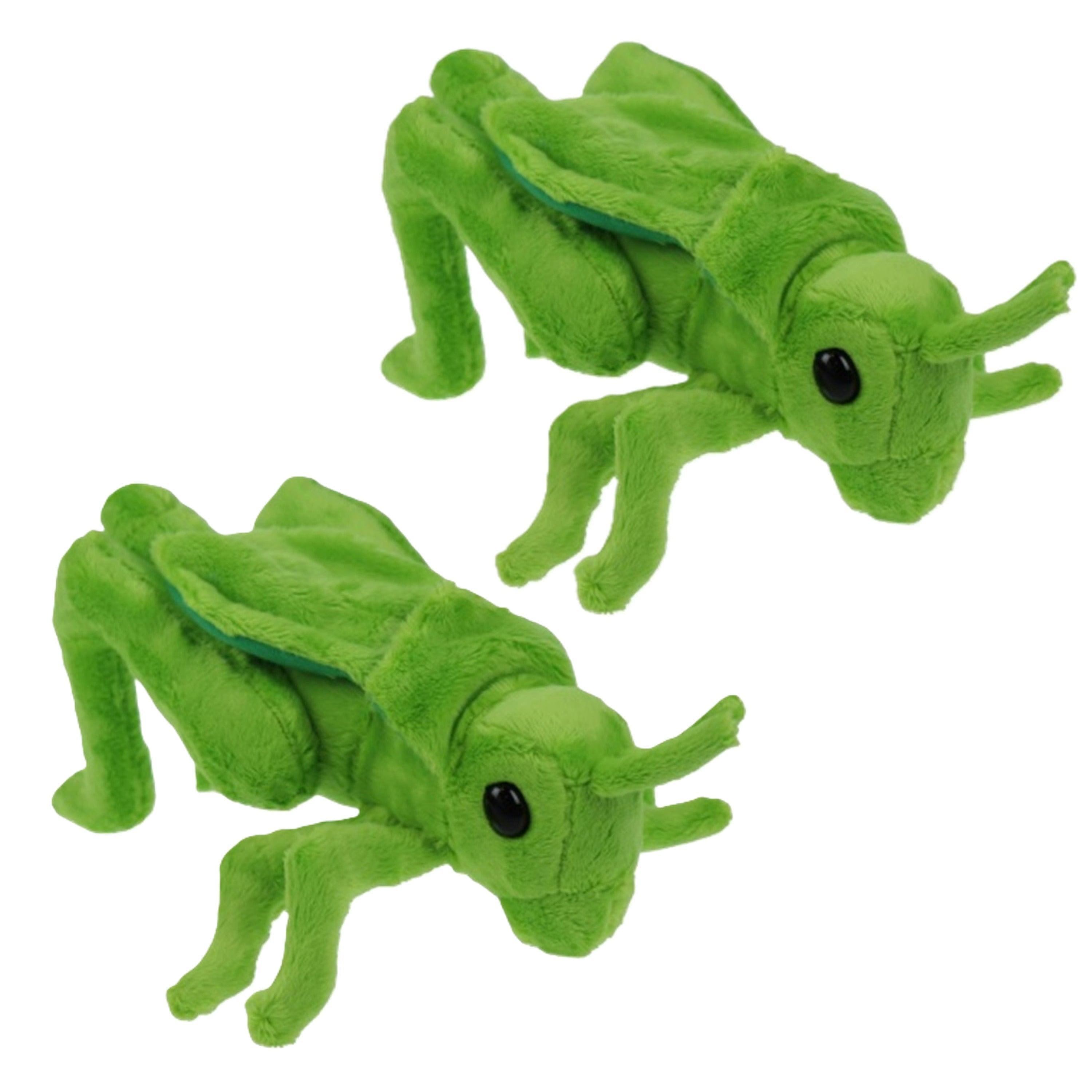 Sprinkhaan pluche knuffel - 2x - groen - 26 cm - insect