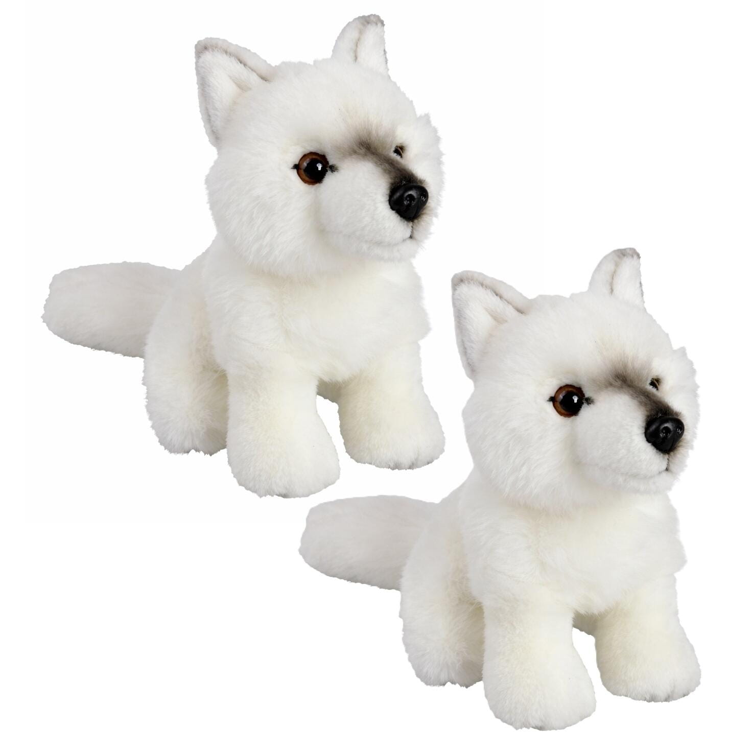 Pluche poolwolf knuffel - 2x - wit - 18 cm - wolfjes - kinderen