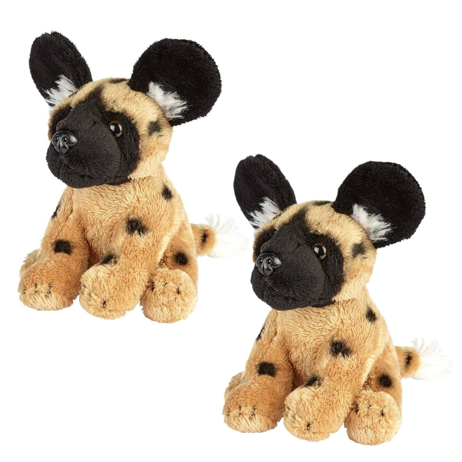 Afrikaanse wilde hond knuffel - pluche - 15 cm - 2 stuks