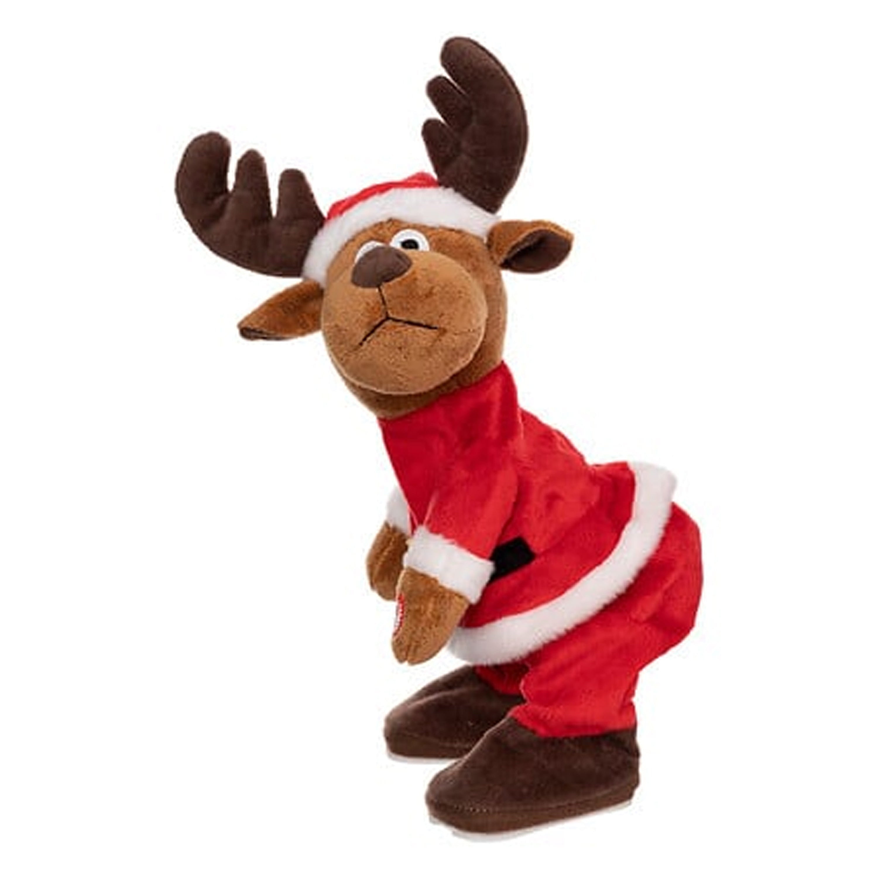 Dansend rendier kerstknuffel - 28 cm - bewegende pop - kerstcadeau