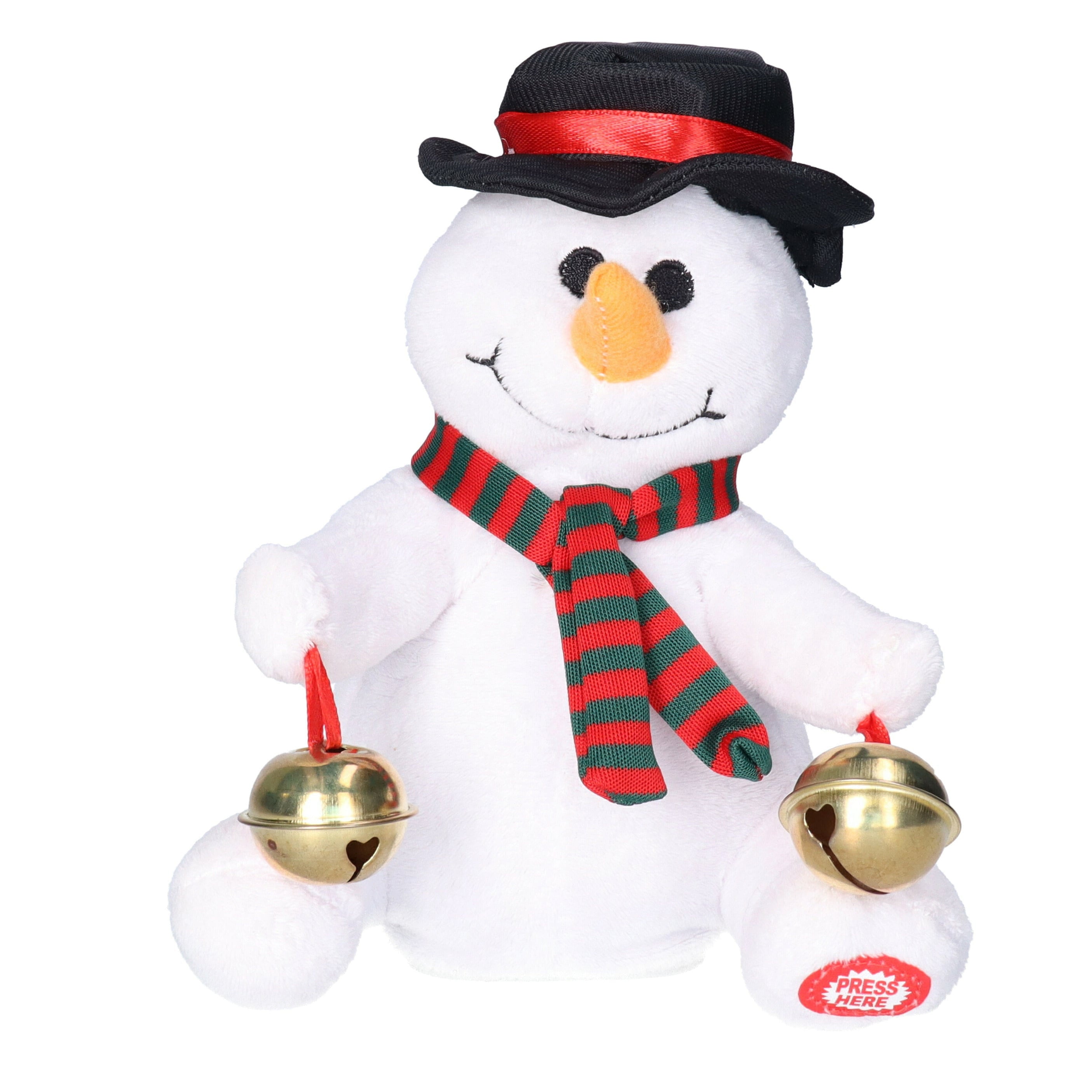 Sneeuwpop pop - pluche - 18 cm - beweging en muziek - kerstfiguur