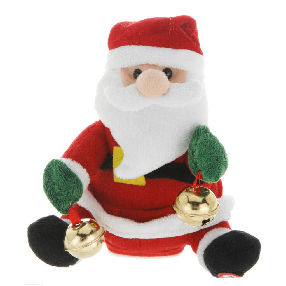 Kerstman pop - pluche - 18 cm - beweging en geluid