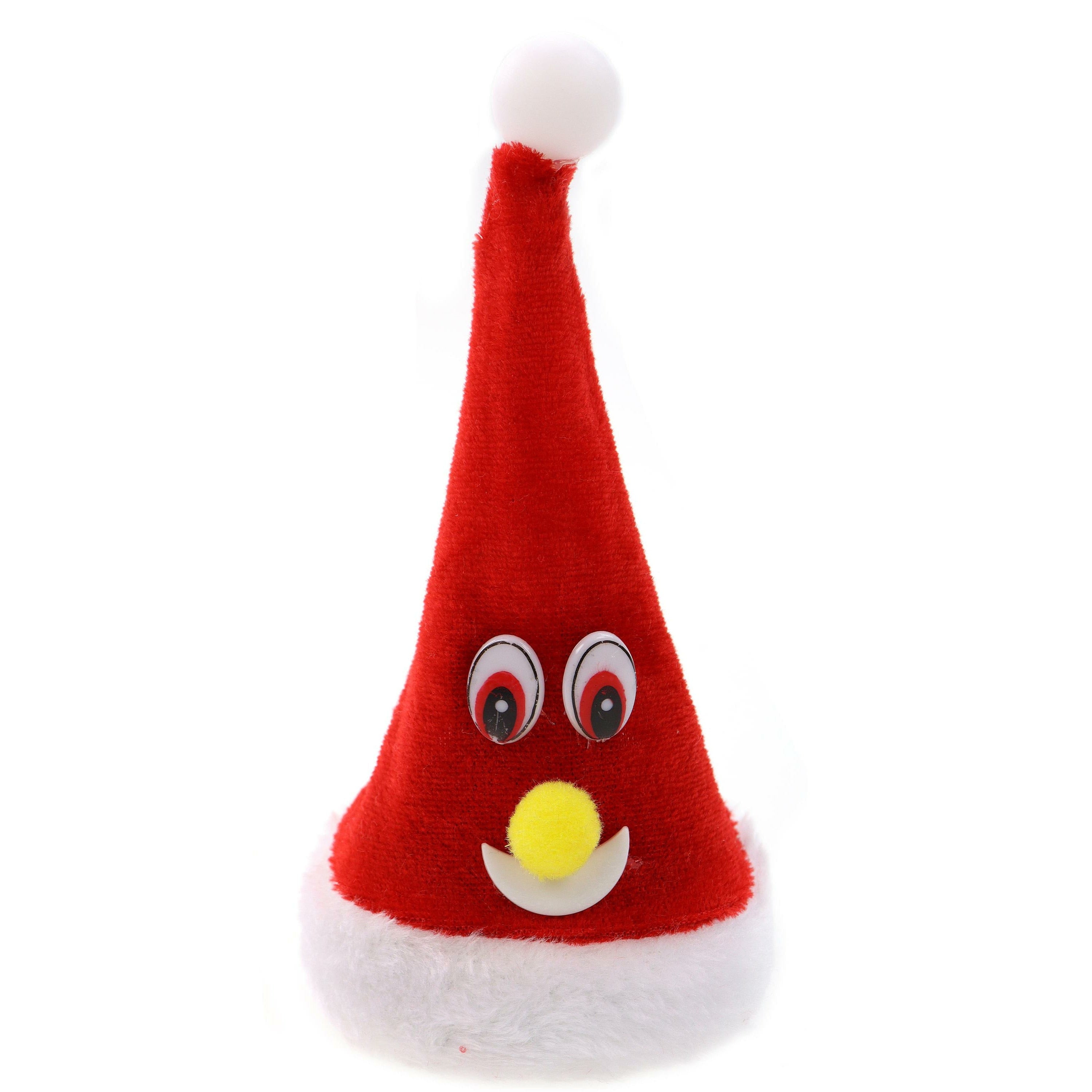 Zingende en dansende kerstmuts - kerst figuur - rood - H16 cm - met licht
