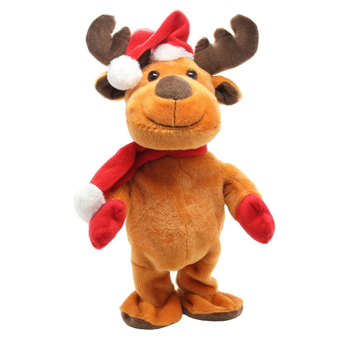 Dansende Rendier pop - 30 cm - pluche/kunststof - bewegende kerstfiguren/kerstpoppen - kerst