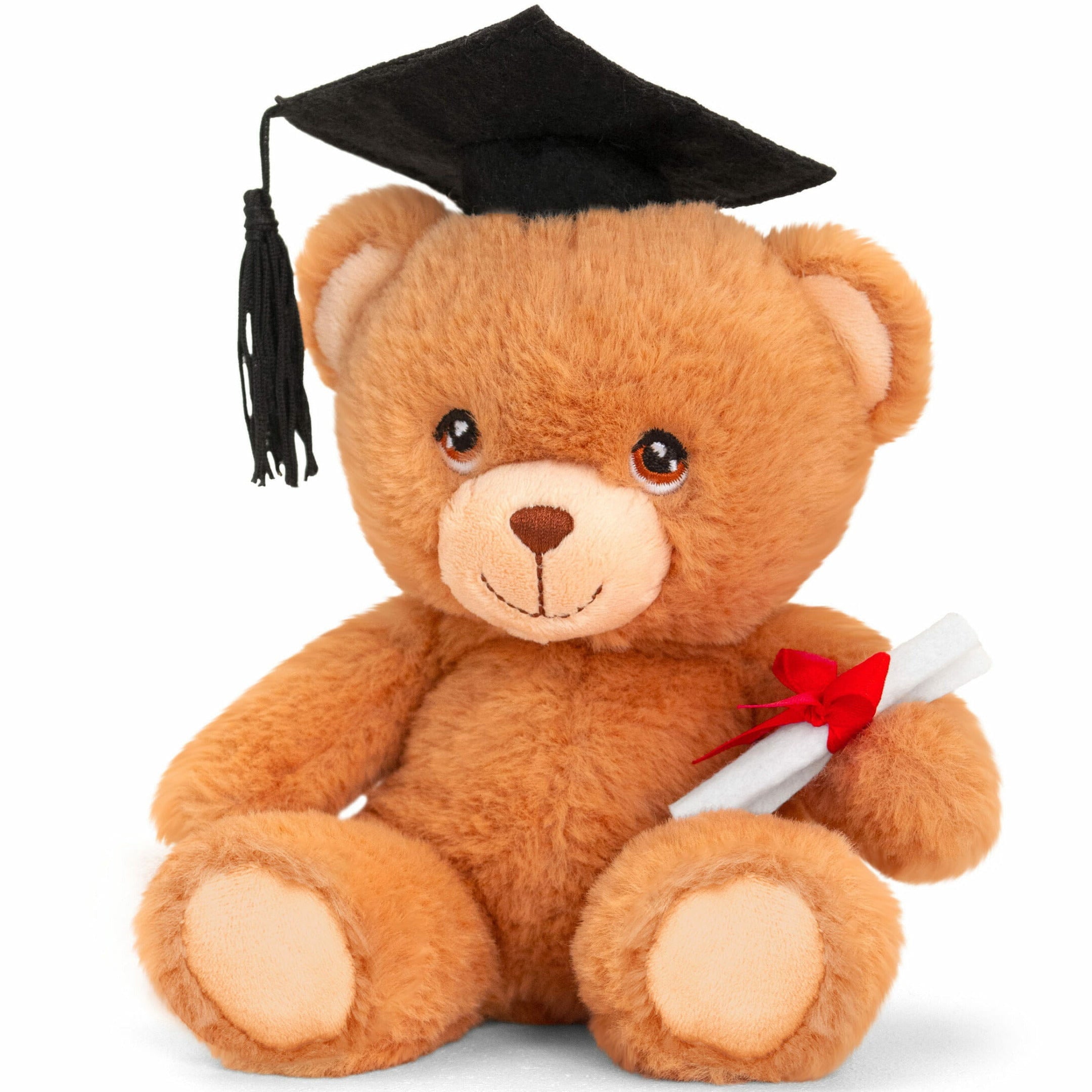 Pluche knuffel beer geslaagd met diploma - bruin - 15 cm