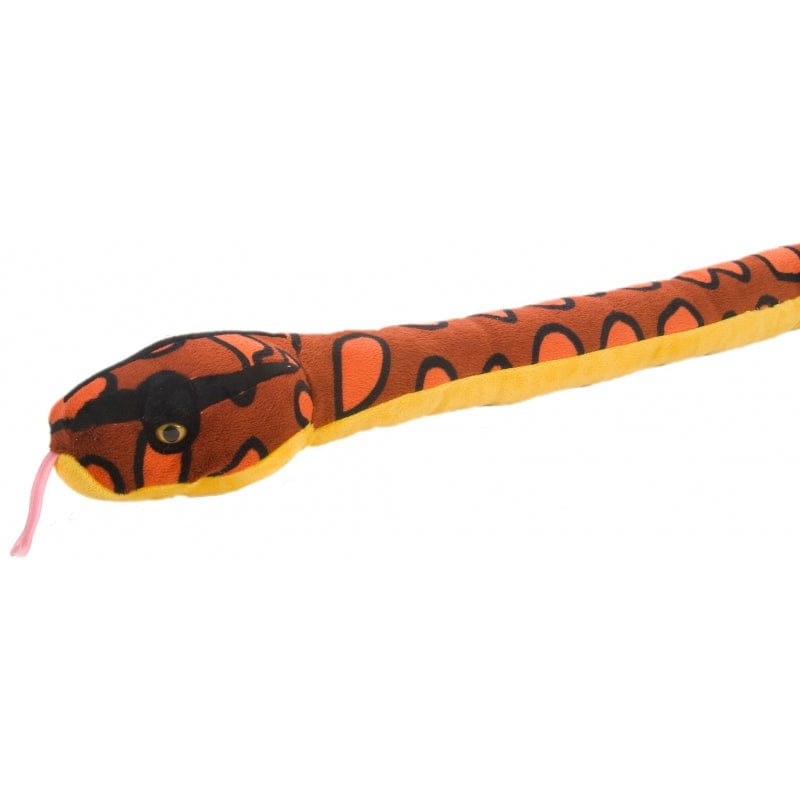 Pluche slang knuffel - bruin/geel - 137 cm - regenboogboa