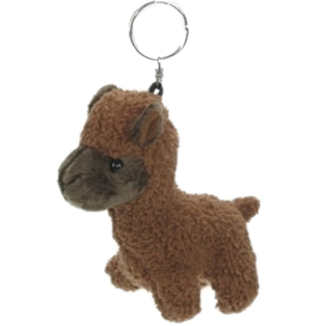 Alpaca mini knuffel sleutelhanger - pluche - 12 cm - bruin