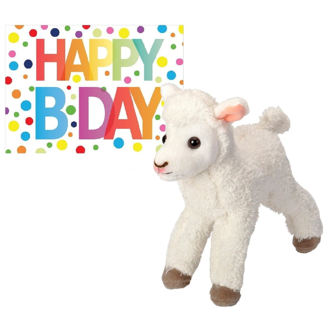 Pluche lammetje - knuffel - 20 cm - met verjaardagskaart