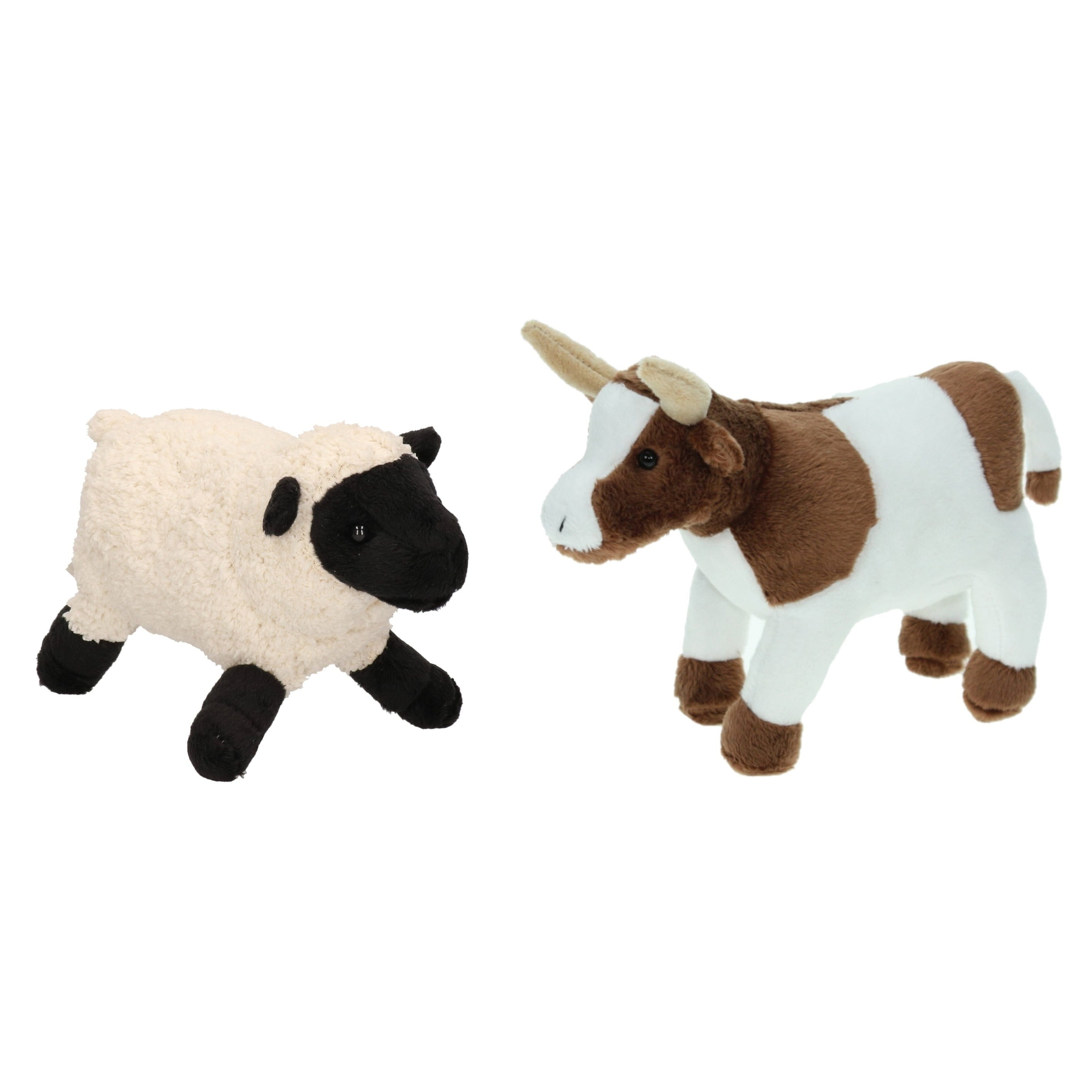 Boerderijdieren knuffel set - koe & schaap - pluche - 22 cm
