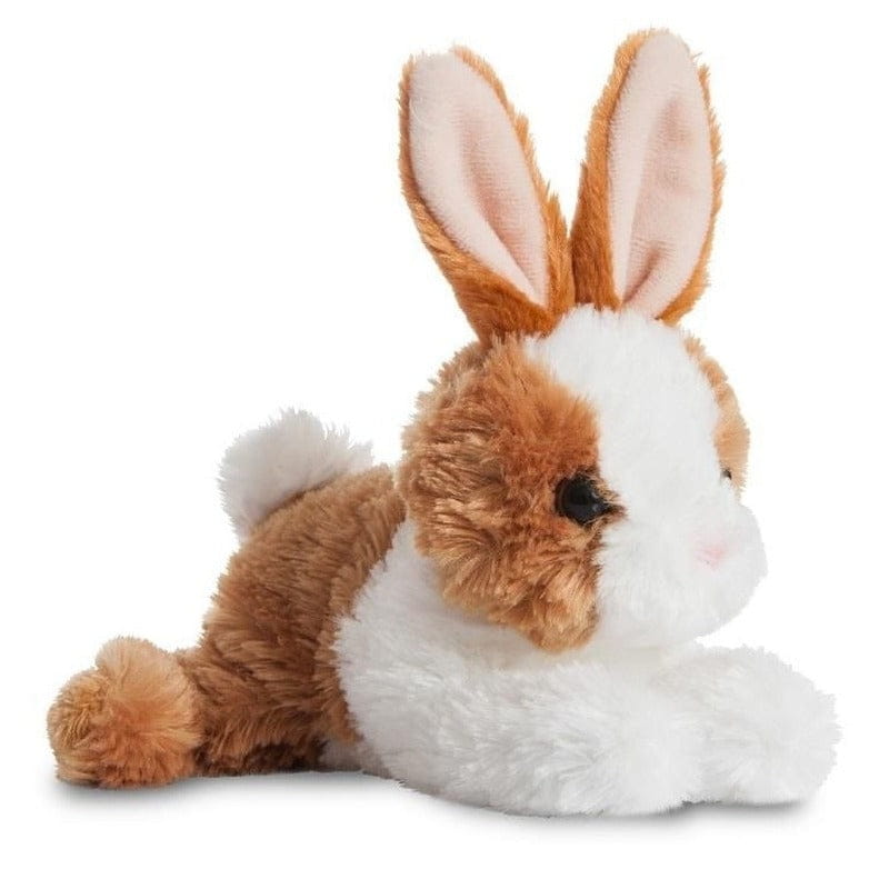 Pluche konijn knuffel - wit en bruin - 20 cm - dierenknuffel