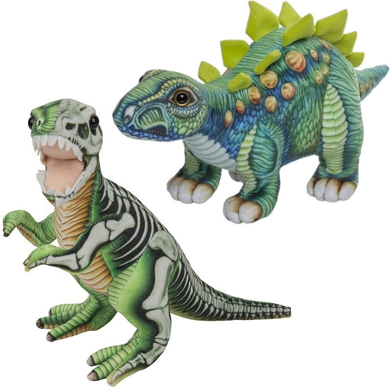 Dino knuffels set - pluche - 2 stuks - 30 cm