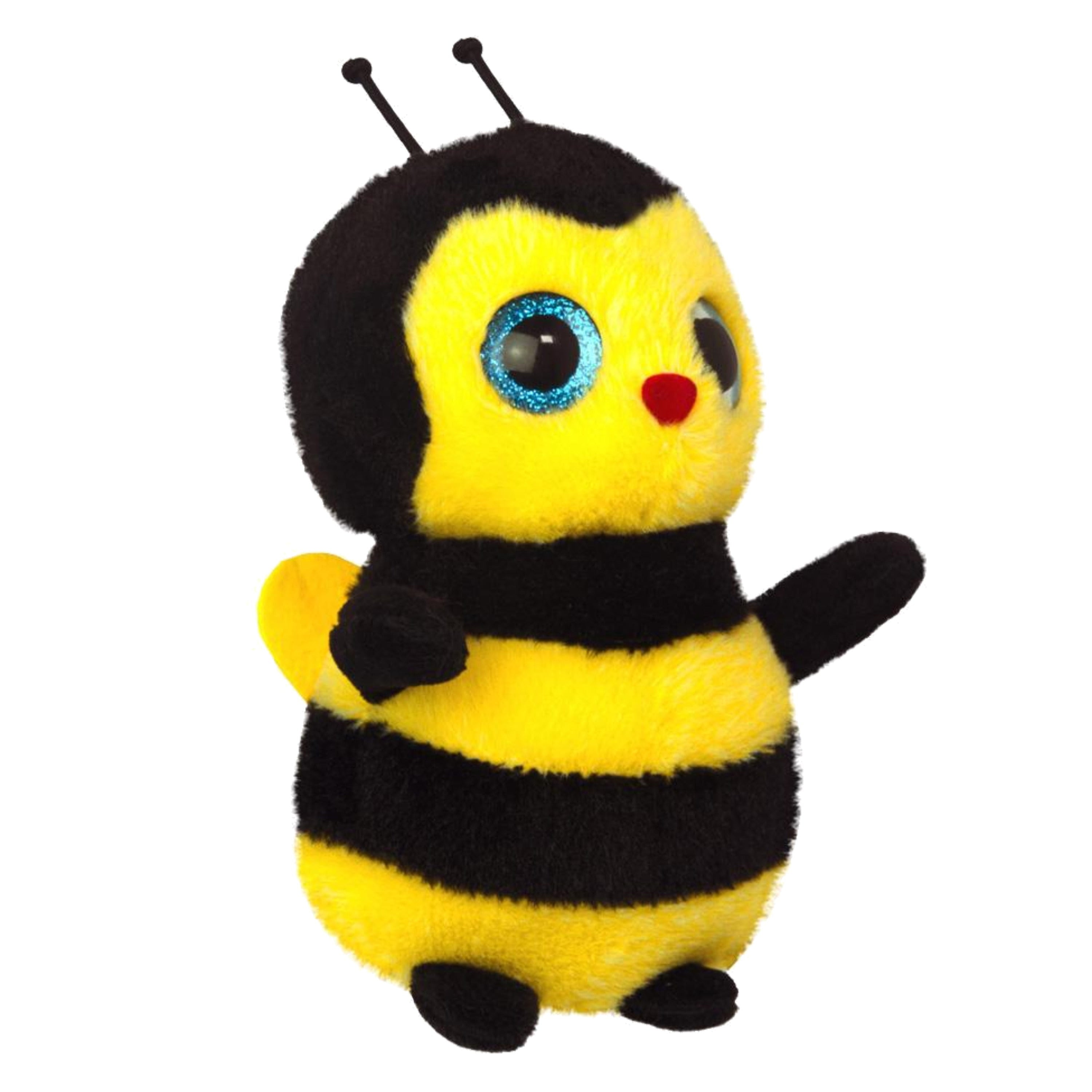Pluche bijen knuffel - pluche - geel zwart - 17 cm