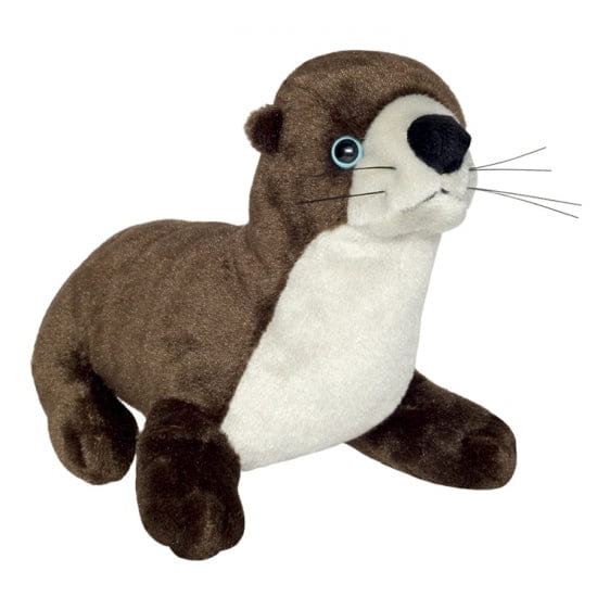 Pluche rivierotter knuffel - bruin/wit - 33 cm - pluche
