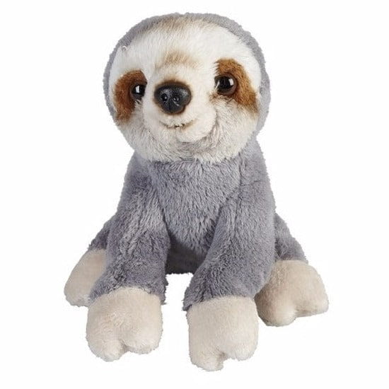 Luiaard knuffel - grijs - pluche - 15 cm - zittend