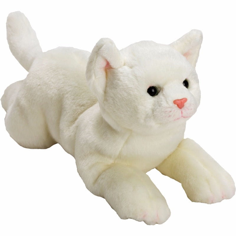 Poes knuffel wit - pluche - liggend - 33 cm - kat