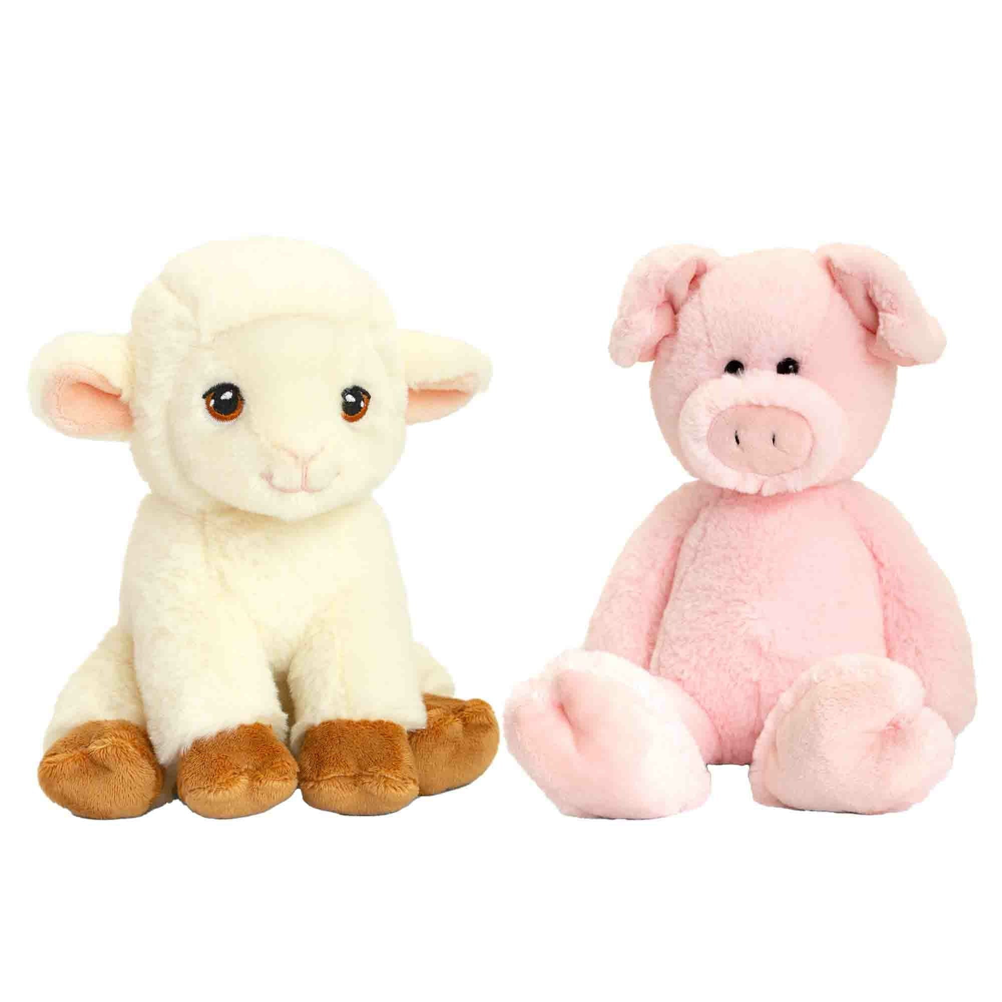 Pluche varken en lammetje knuffel - boerderijvriendjes - 18 cm