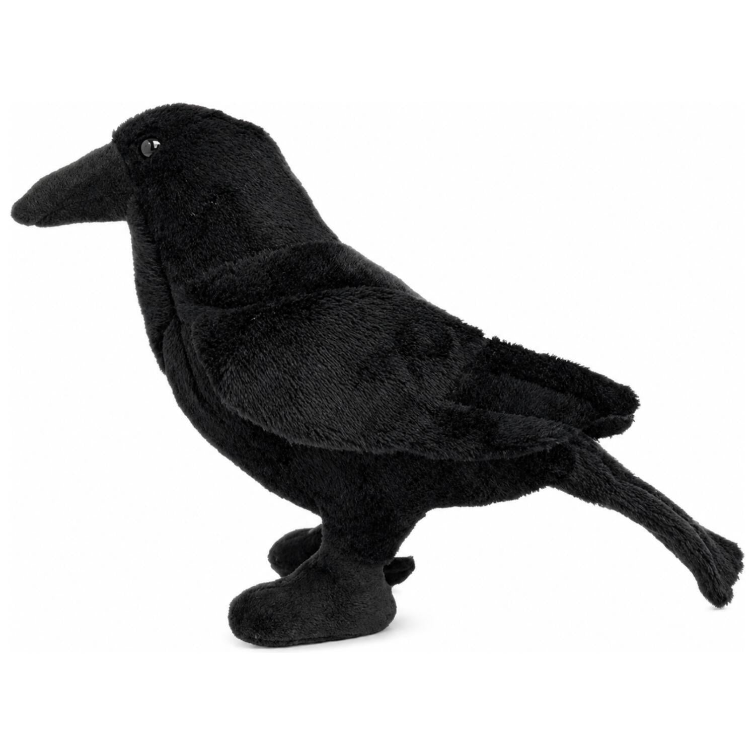 Pluche kraai/raaf knuffel - 18 cm - zwart - vogel
