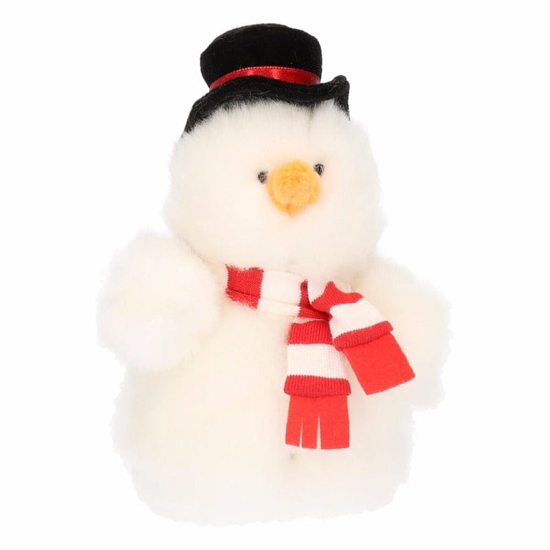 Pluche sneeuwpop knuffel - 14 cm - winter decoratie