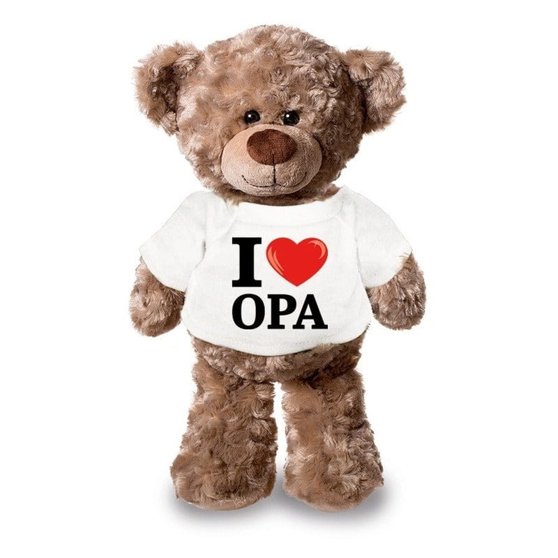 I Love Opa knuffelbeer - pluche - 24 cm - met shirt