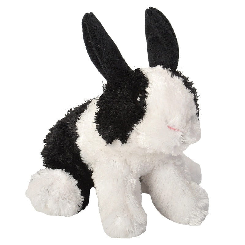Wild Republic Hollander konijn knuffel - pluche - zwart/wit - 18 cm