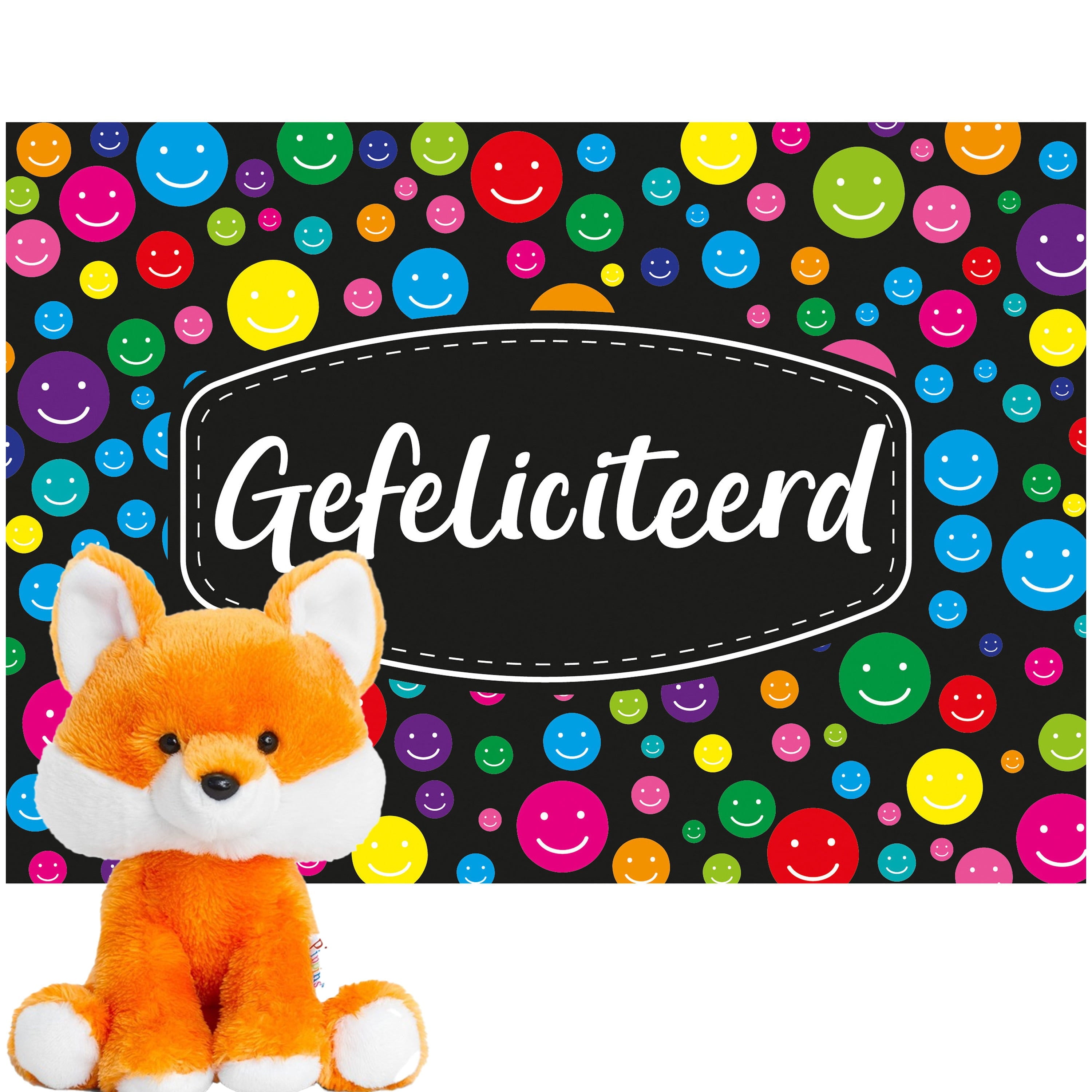 Keel Toys vos knuffel - oranje pluche - 14 cm - met kaart