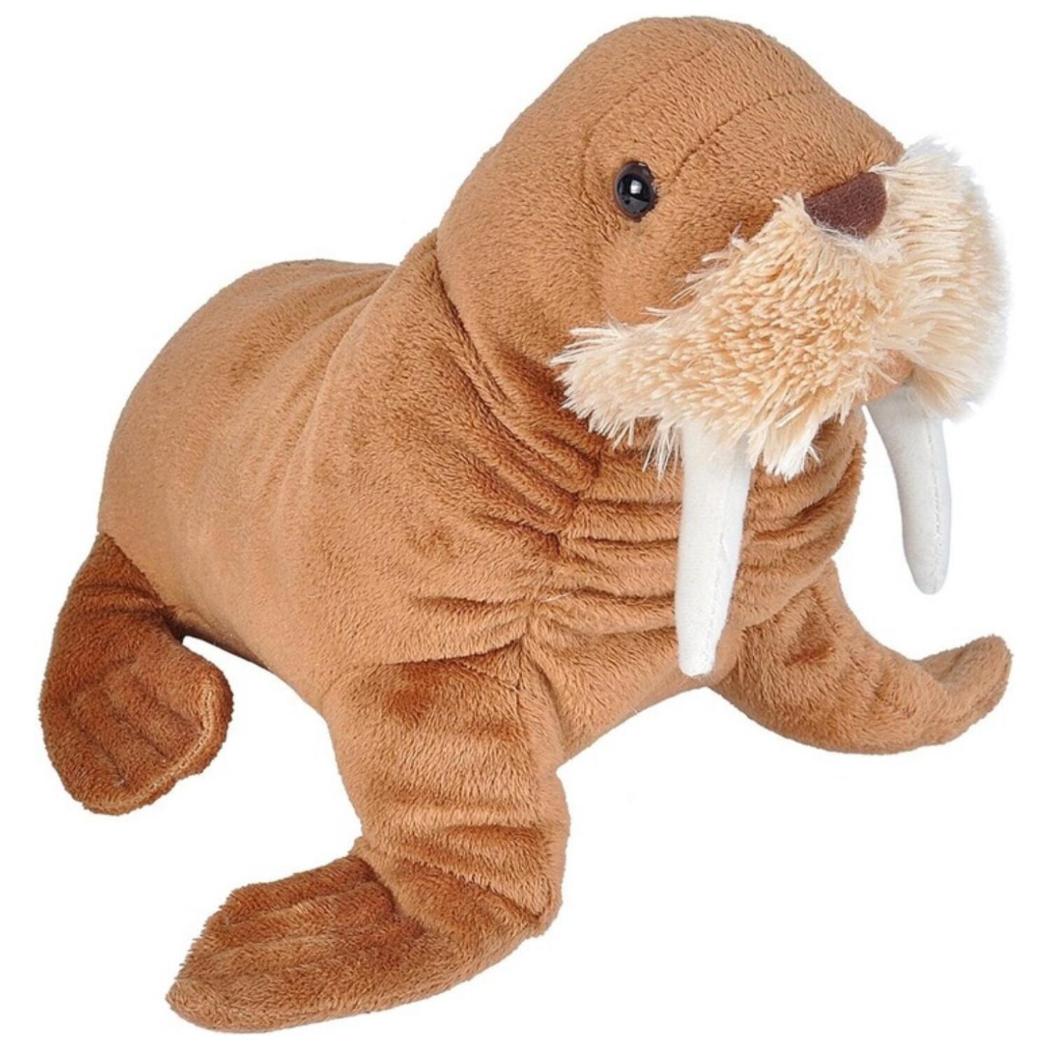 Wild Republic walrus knuffel - pluche - bruin - 27 cm - knuffeldier
