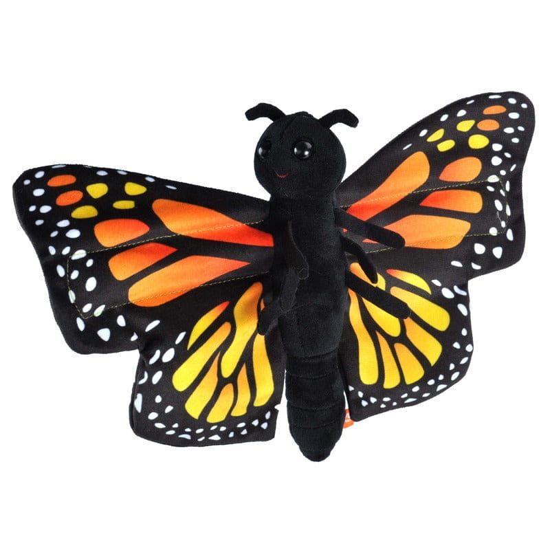 Wild Republic Monarch vlinder knuffel - pluche - 20 cm - zwart/oranje - insectenknuffel