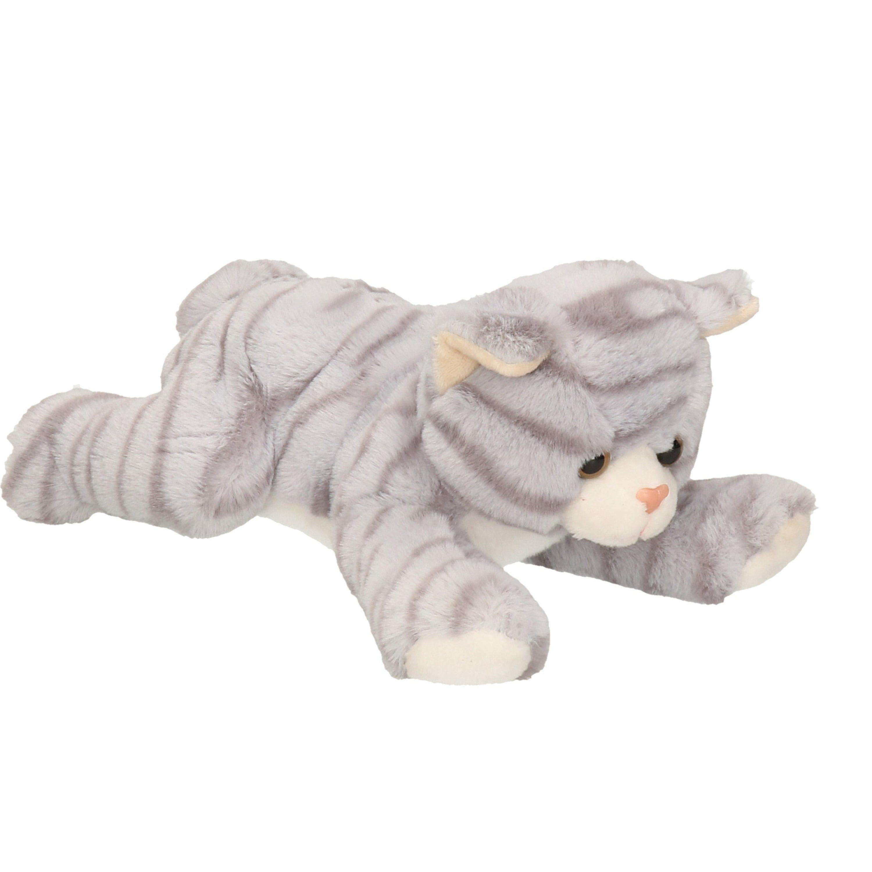 Pluche poes knuffel - grijs - 25 cm - dierenknuffel