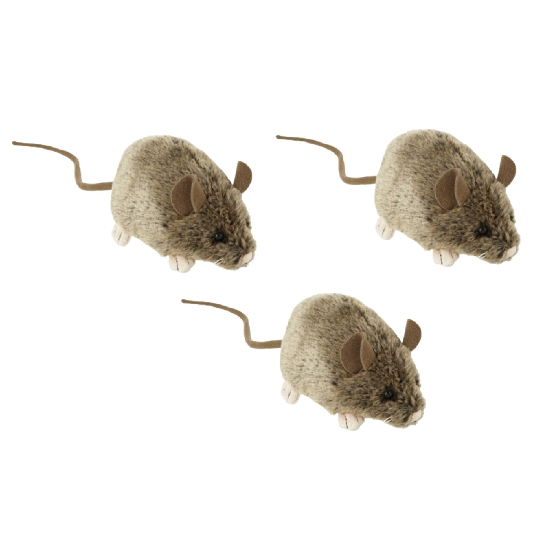 Nature Planet muis knuffel - pluche - 12 cm - 3 stuks - grijs/bruin - dierenknuffel
