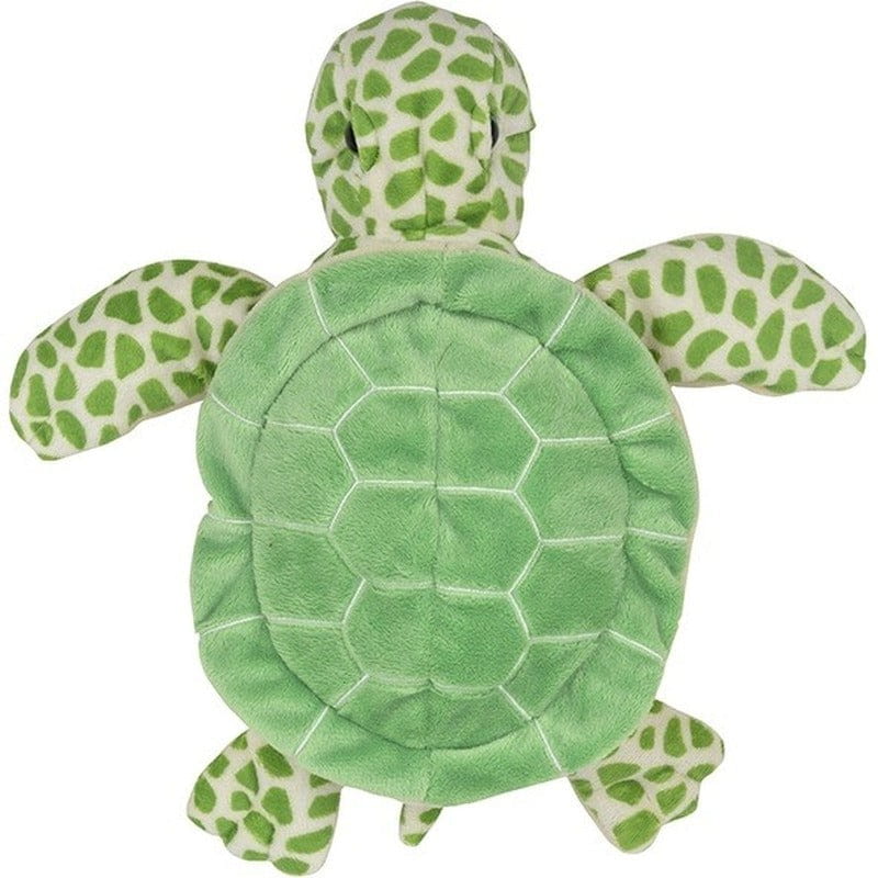 Pluche groene zeeschildpad handpop - knuffel - 24 cm