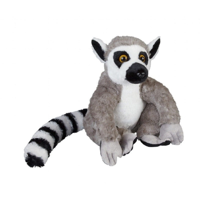 Ravensden ringstaart maki knuffel - pluche - 30 cm - grijs/zwart