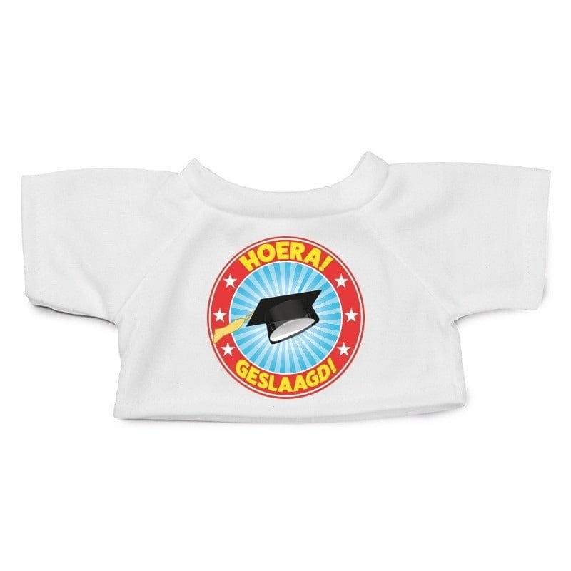 Knuffel kleding - Hoera Geslaagd t-shirt - wit - maat M