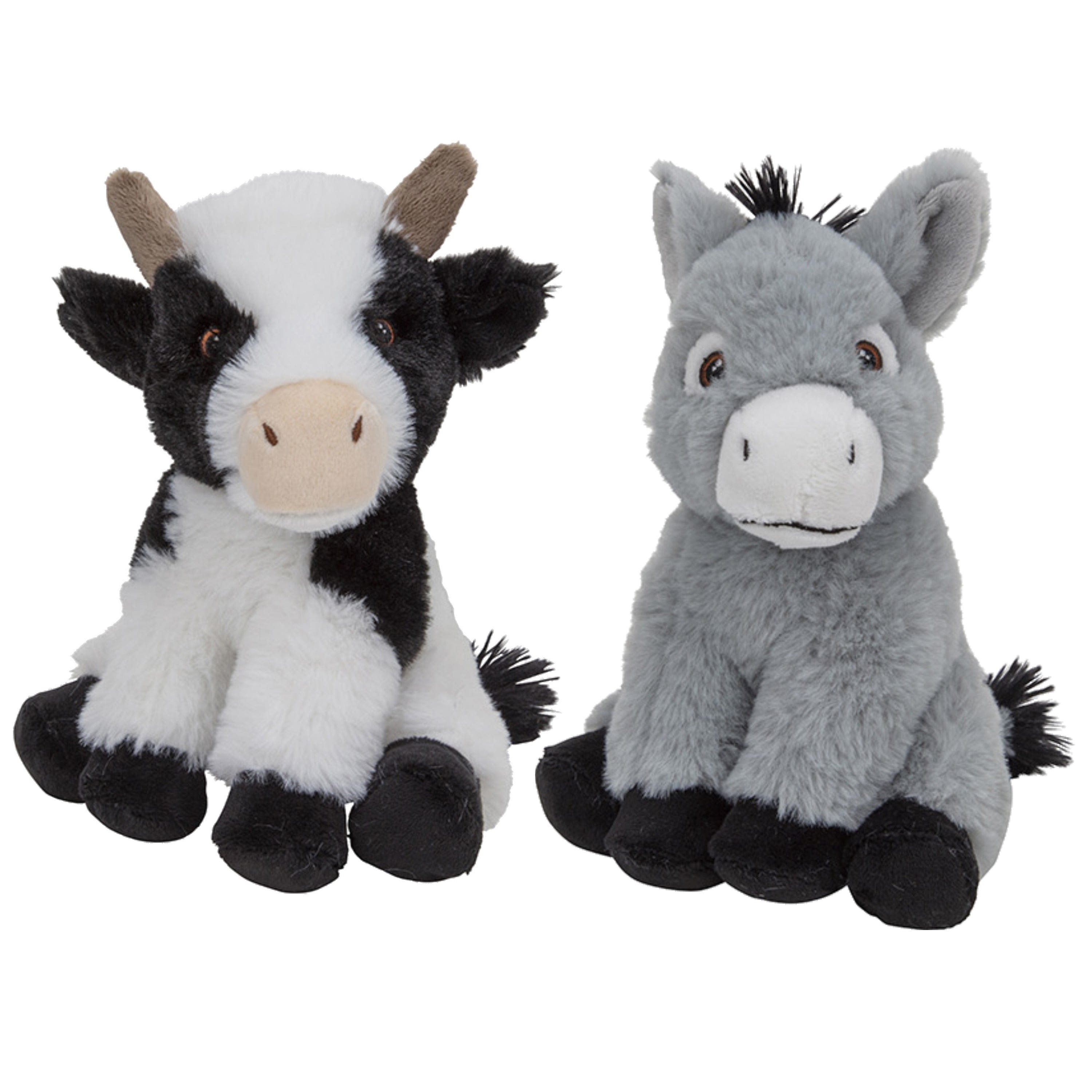 Nature Planet koe en ezel knuffel - pluche - 19 en 16 cm