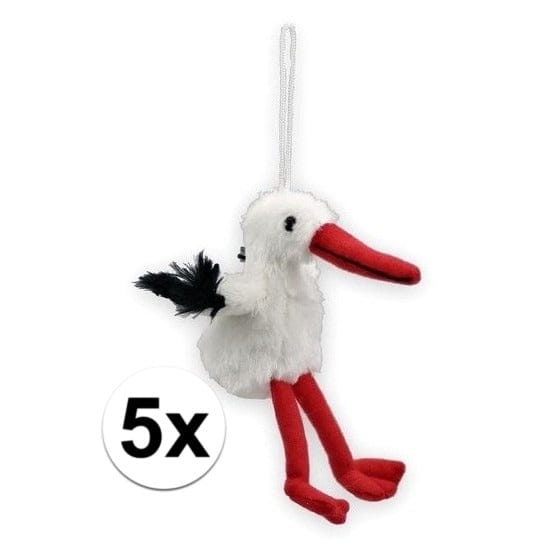 Sleutelhanger pluche ooievaar - 11 cm - metaal/stof - 5x