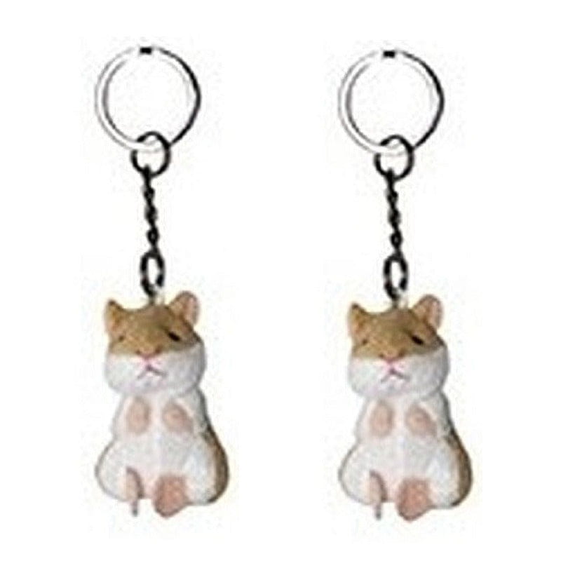 Nature Planet hamster sleutelhanger - pluche - 6 cm - 4 stuks - dierenknuffels