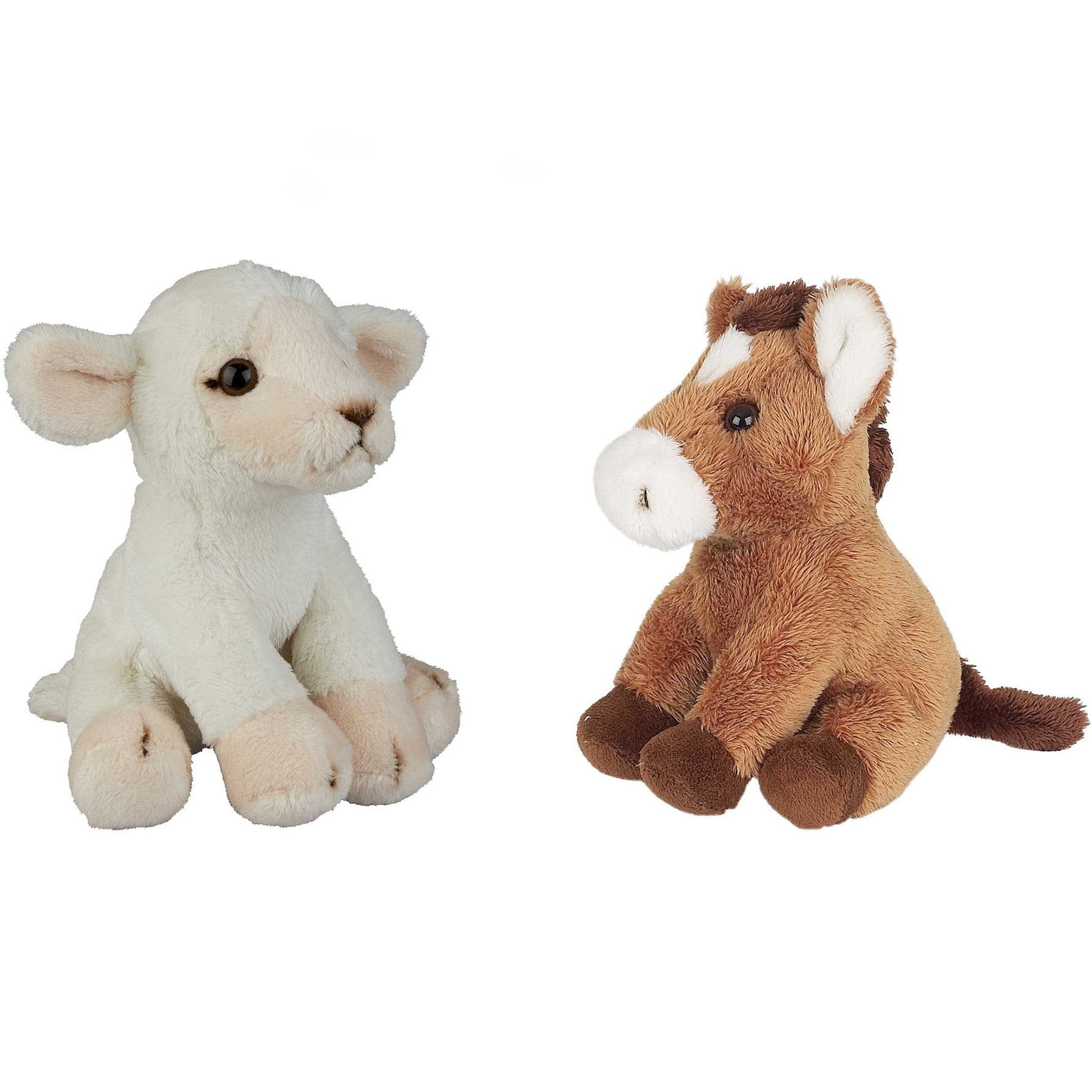 Boerderij dieren knuffels - pluche schaap en paard - 15 cm