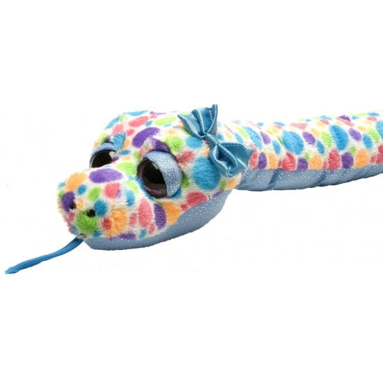 Wild Republic slang knuffel - pluche - 137 cm - blauw met stippen