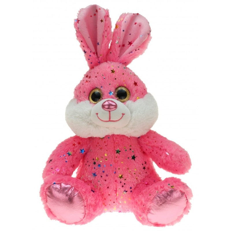 Roze paashaas knuffel met sterretjes - pluche - 25 cm